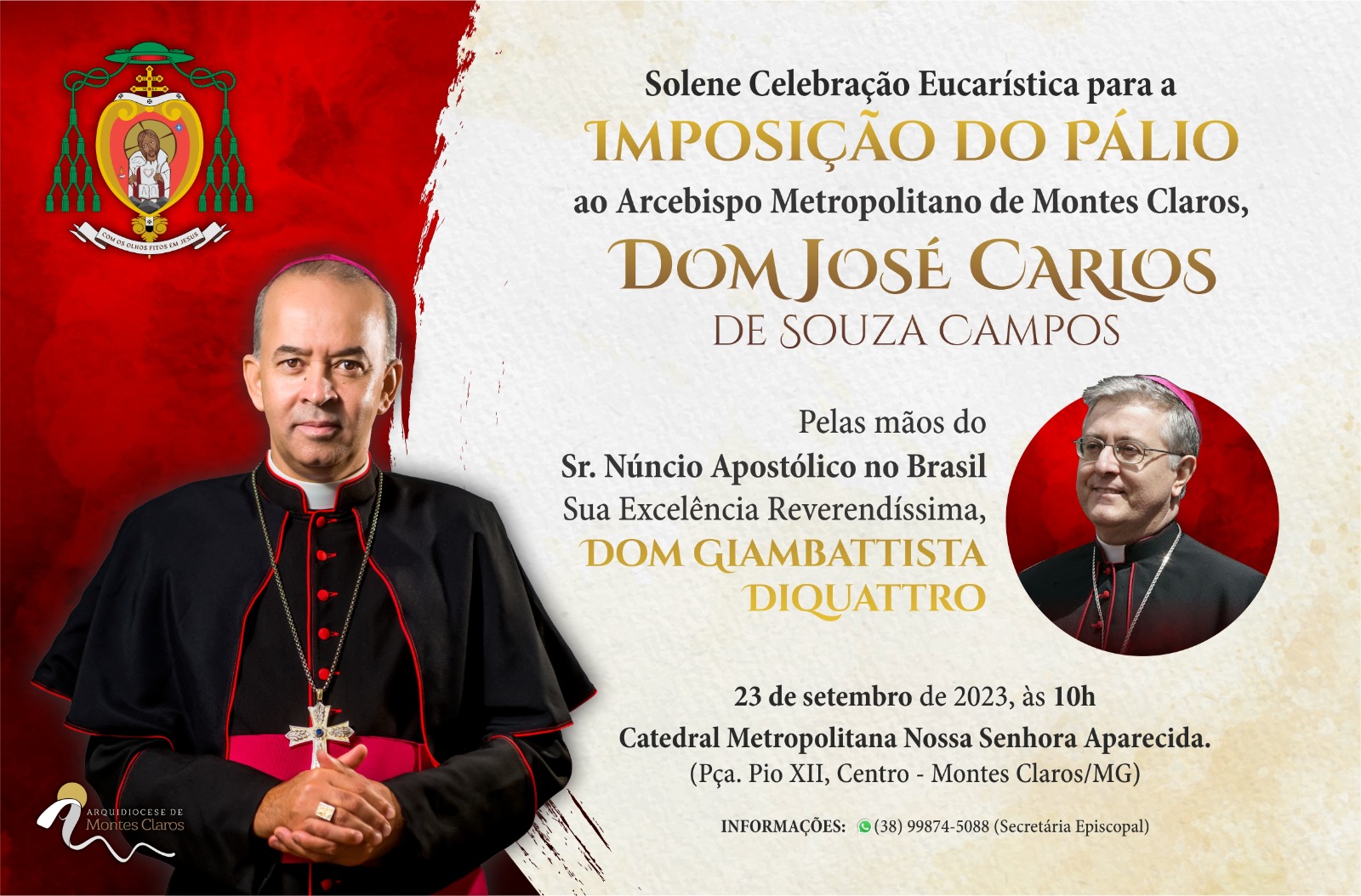 Foto de Dom José Carlos receberá pálio arquiepiscopal em Montes Claros