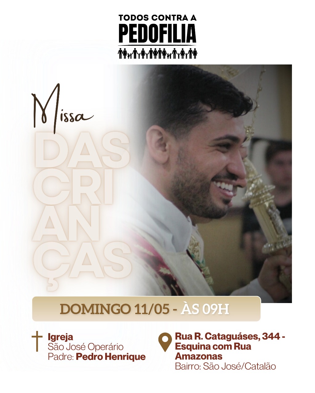 Foto de Missa com voluntários do Todos Contra a Pedofilia será realizada neste domingo